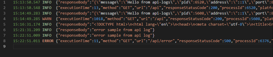 api-logs sample output
