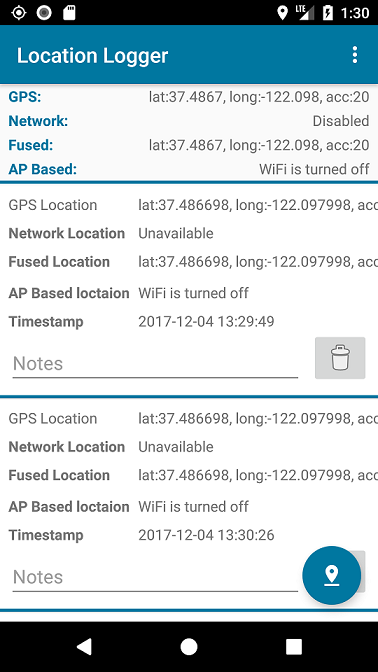 GitHub - darryncampbell/Location-Logger: Record device current location ...