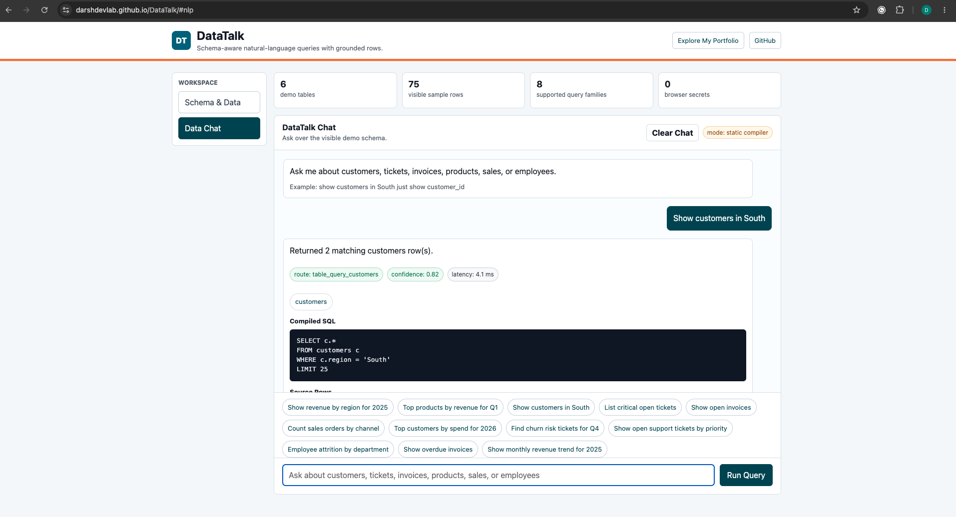 DataTalk natural language data chat