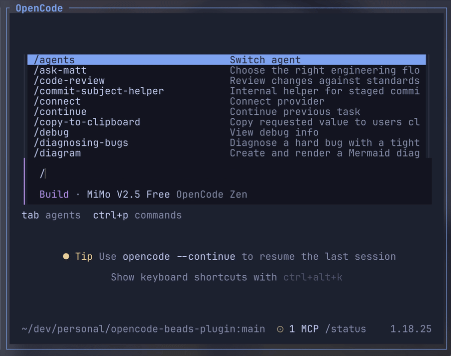 OpenCode Beads picker demo