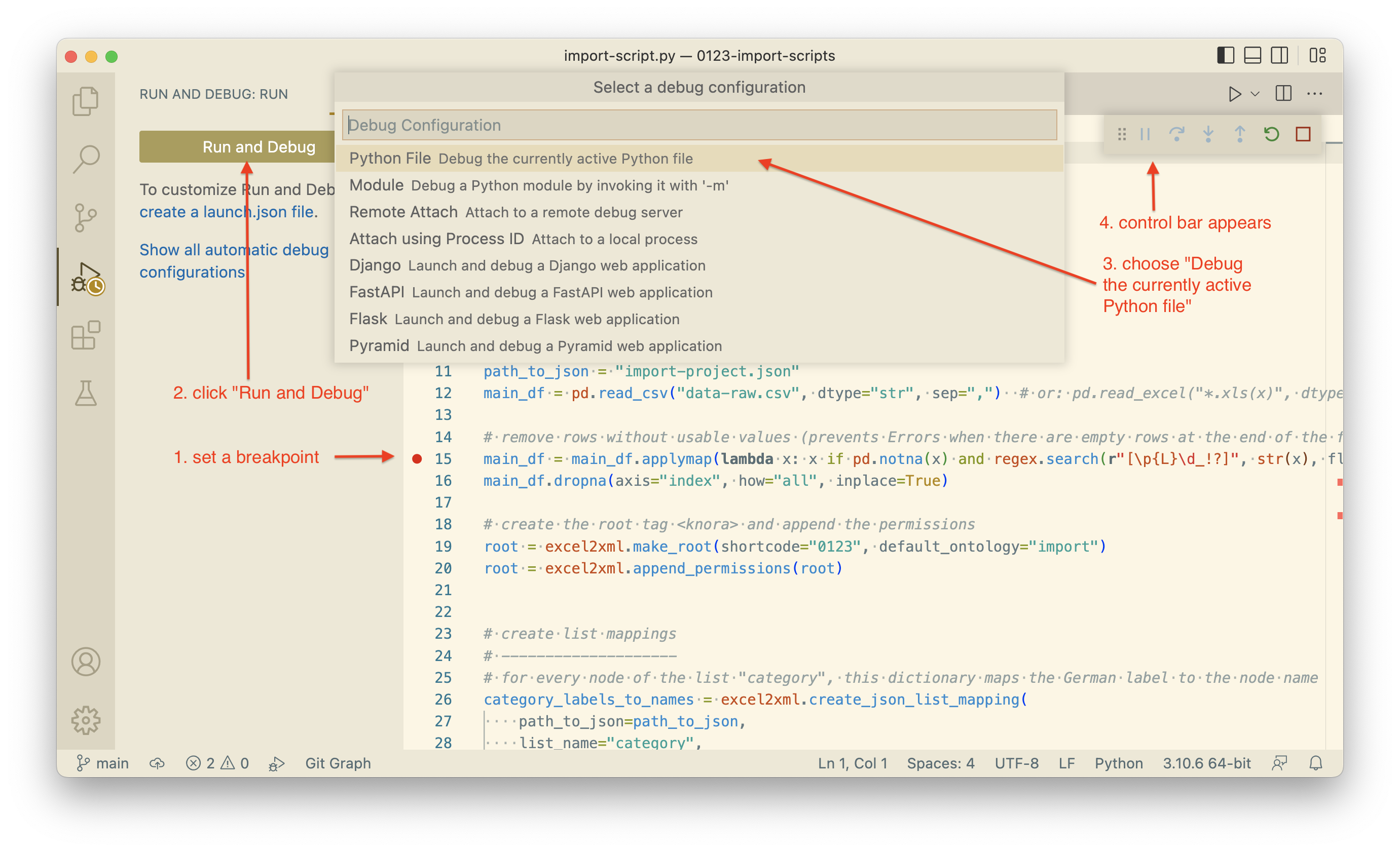 configure debugging