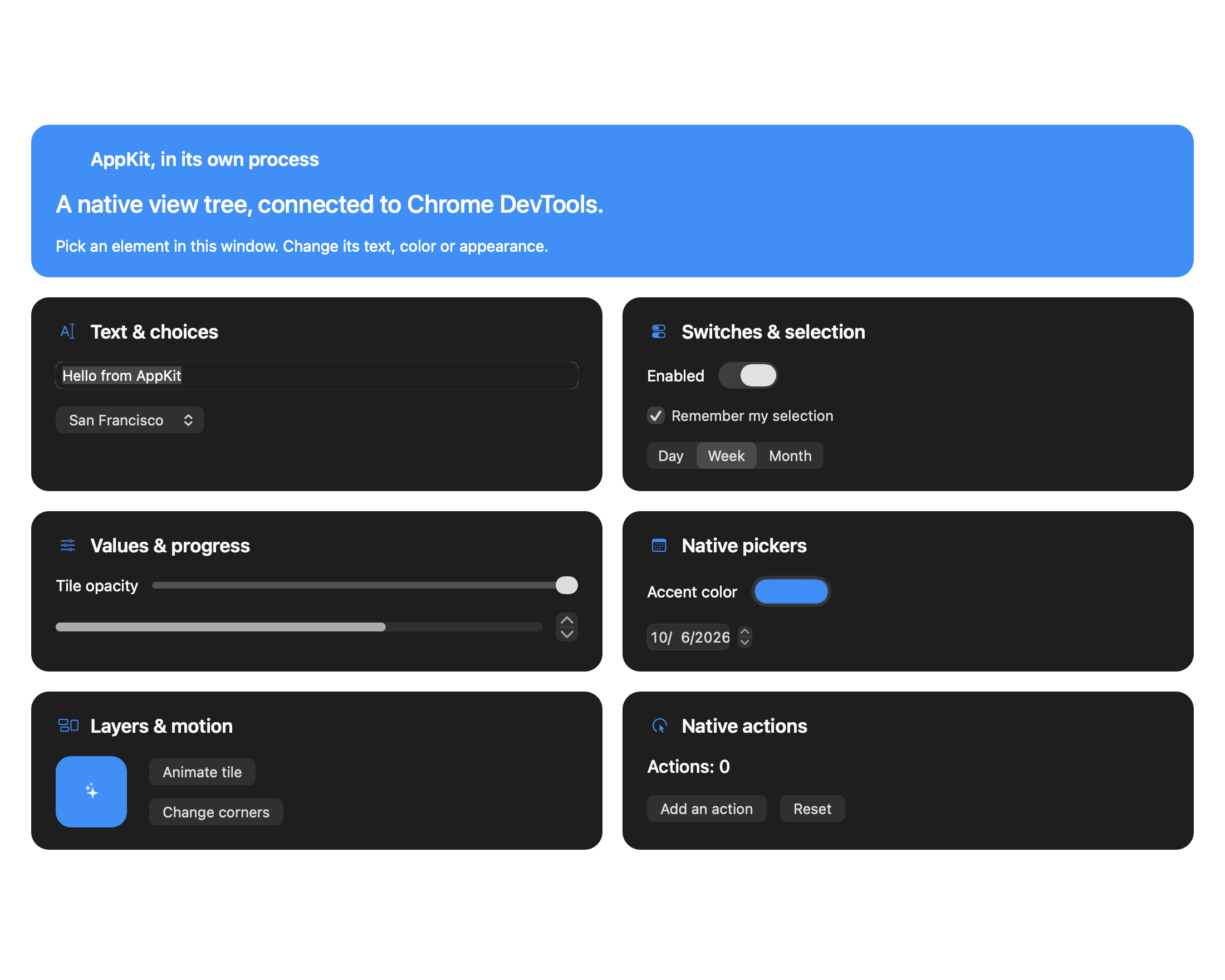 Native AppKit showcase