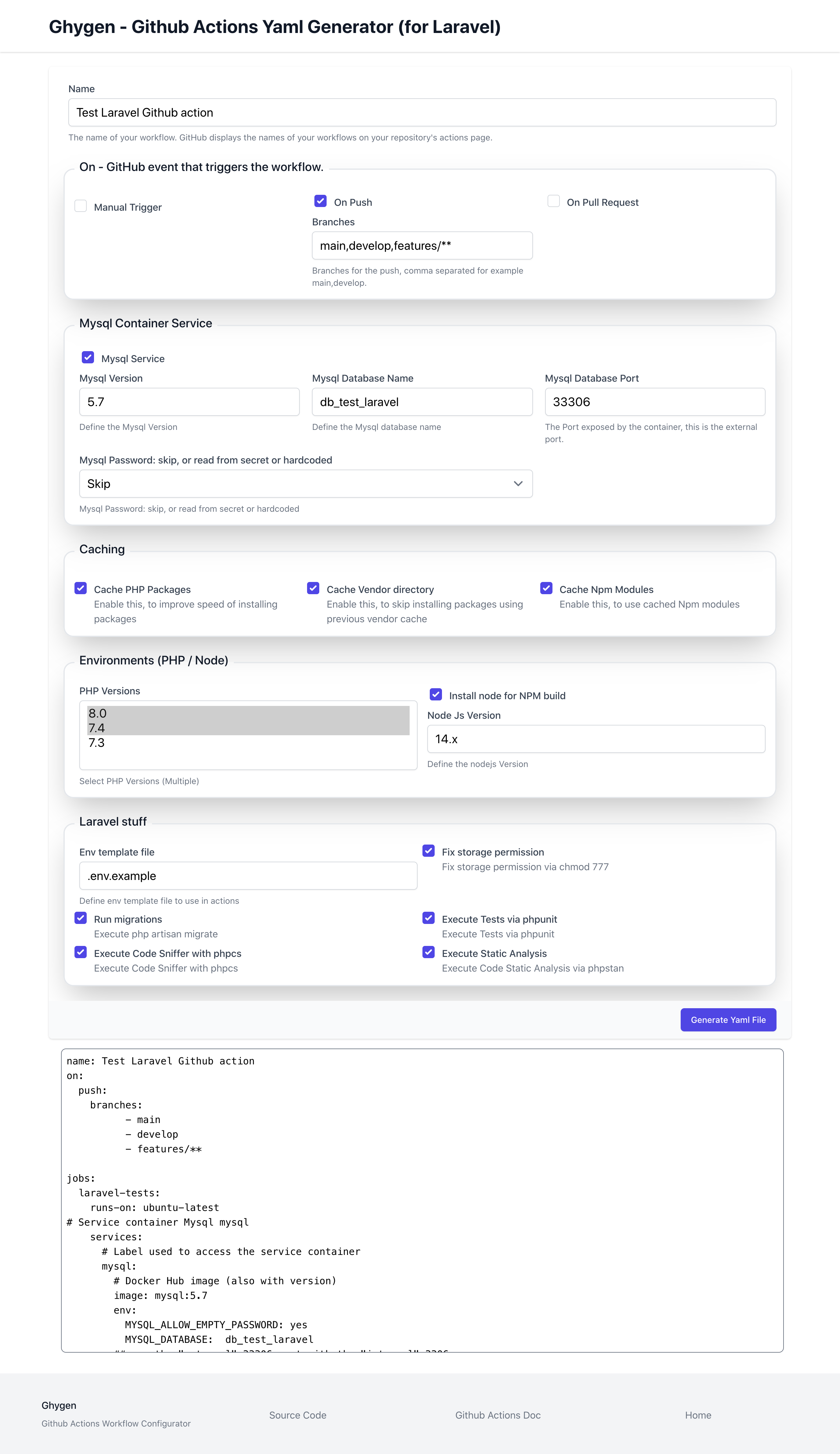 github-actions-generator-laravel