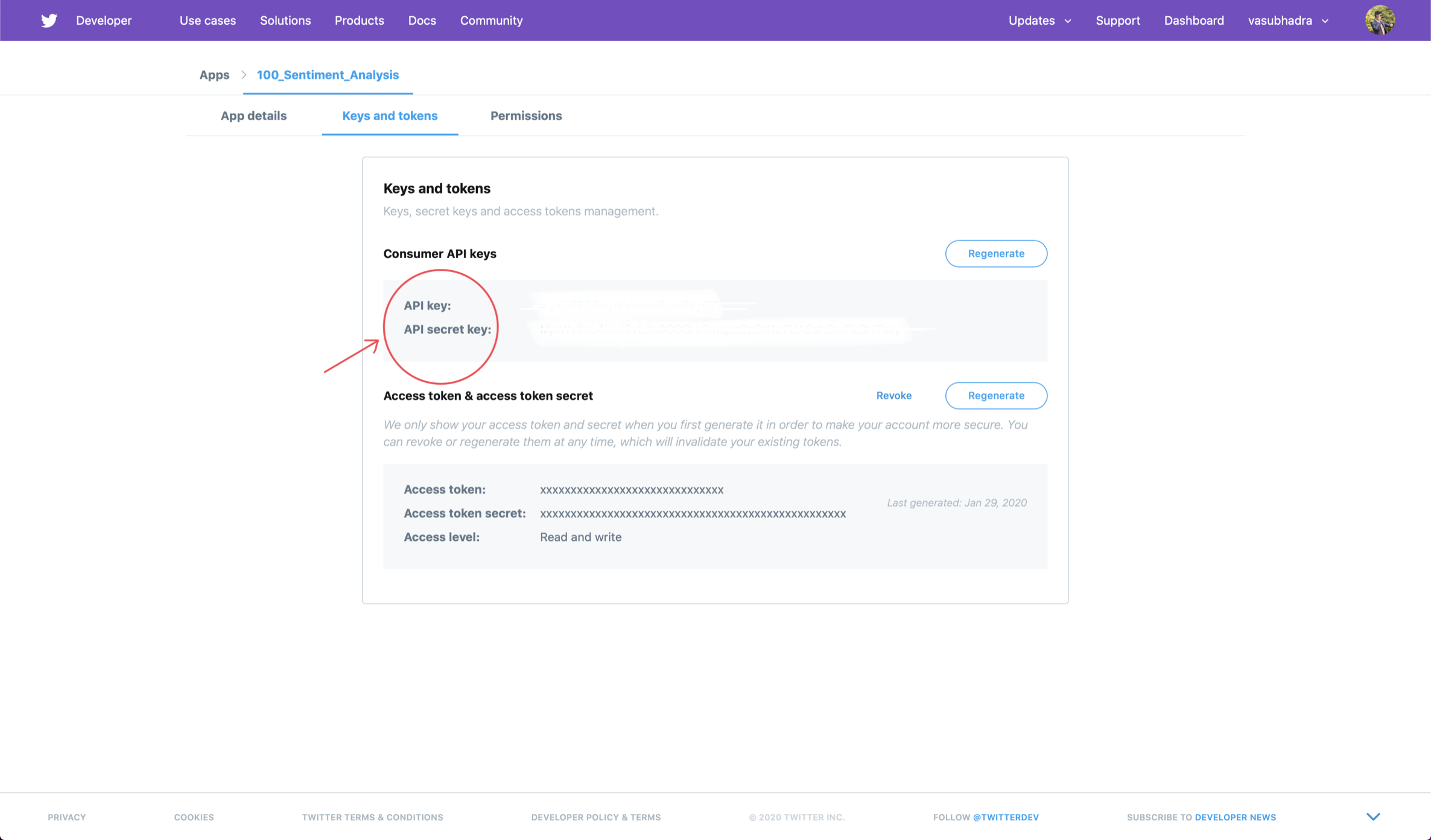 Access Token and keys