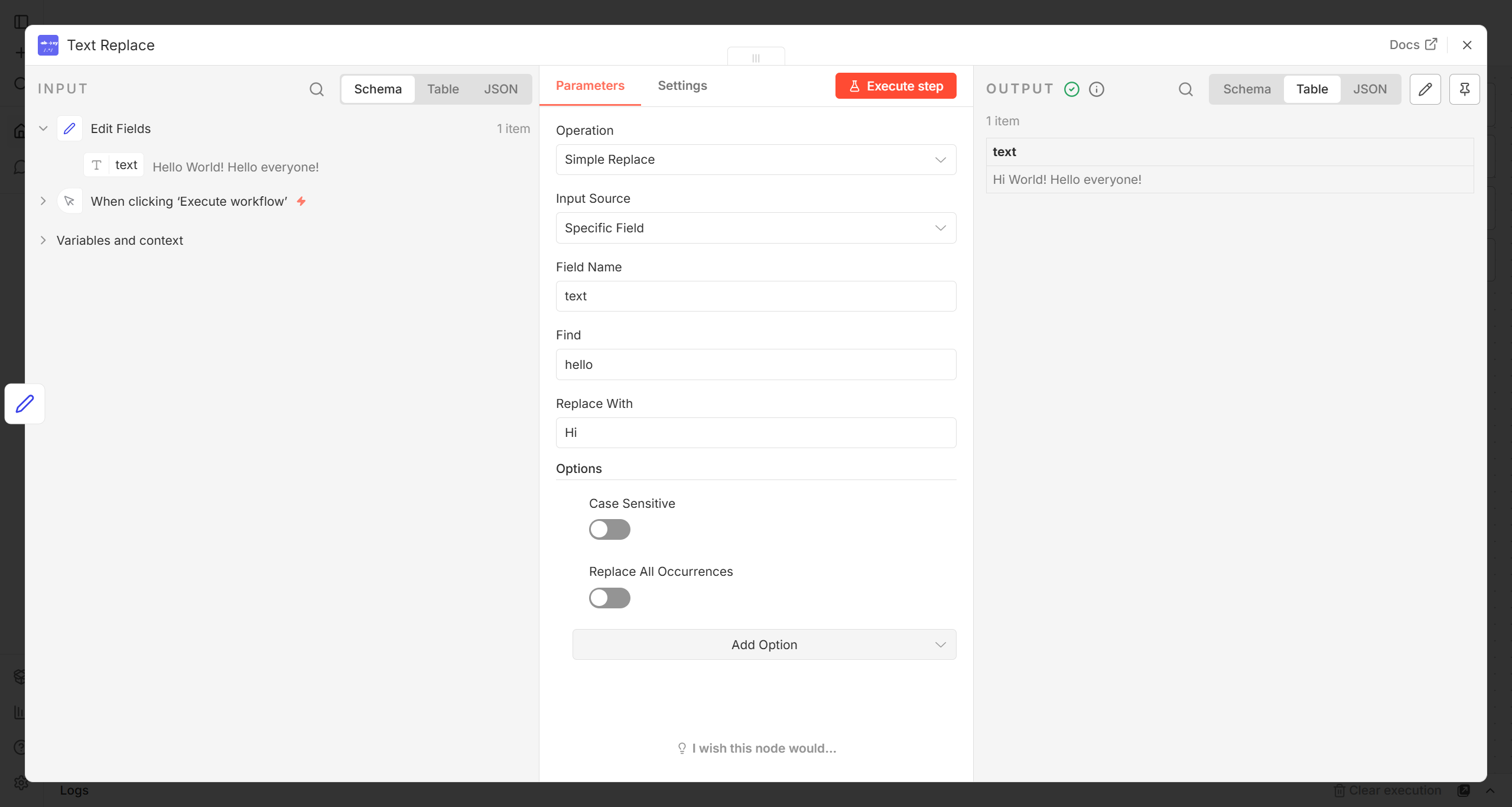 Replace first occurrence only option in n8n Text Replace