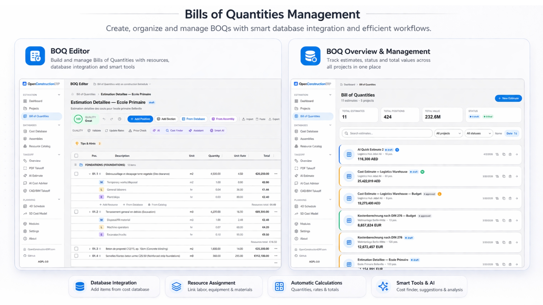 BOQ Editor - Create, manage and analyze Bills of Quantities