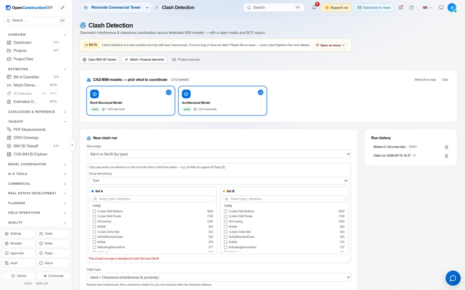 Clash detection across federated models