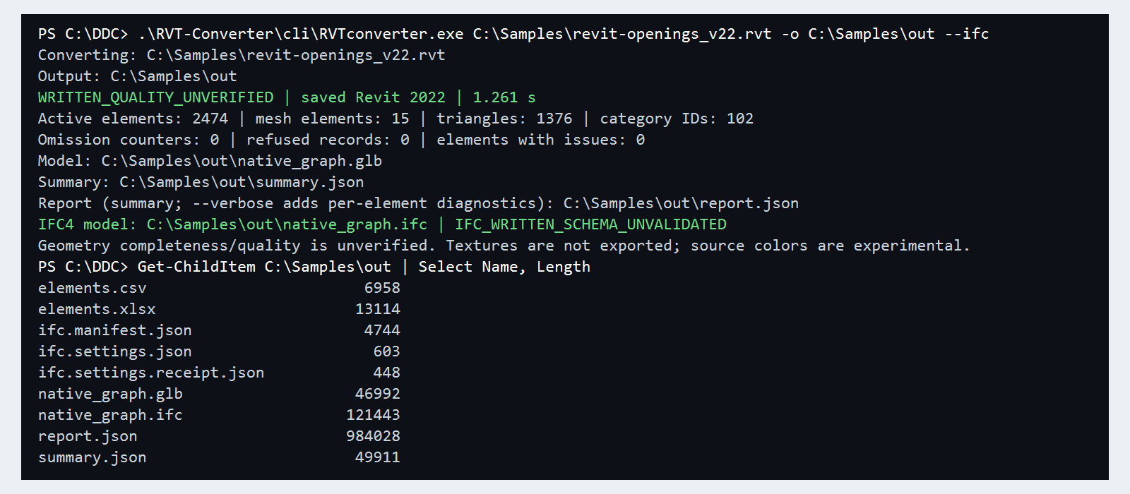 Command line run of RVTconverter