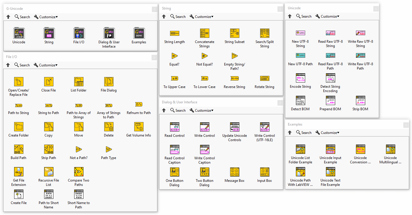 G-Unicode palettes