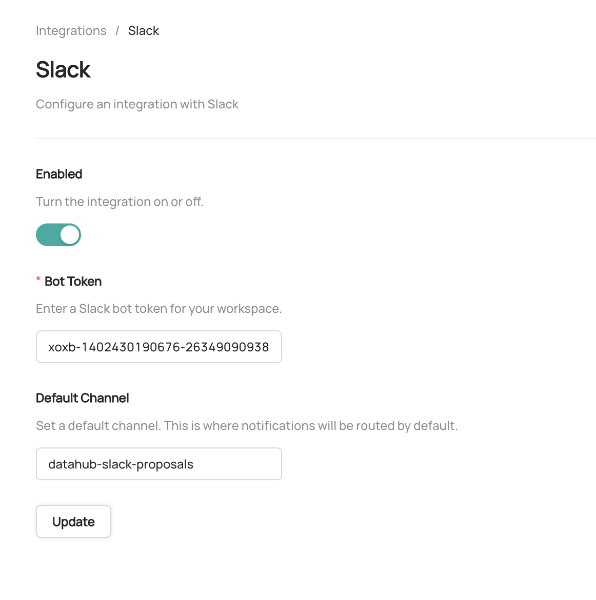 Slack Integration Token