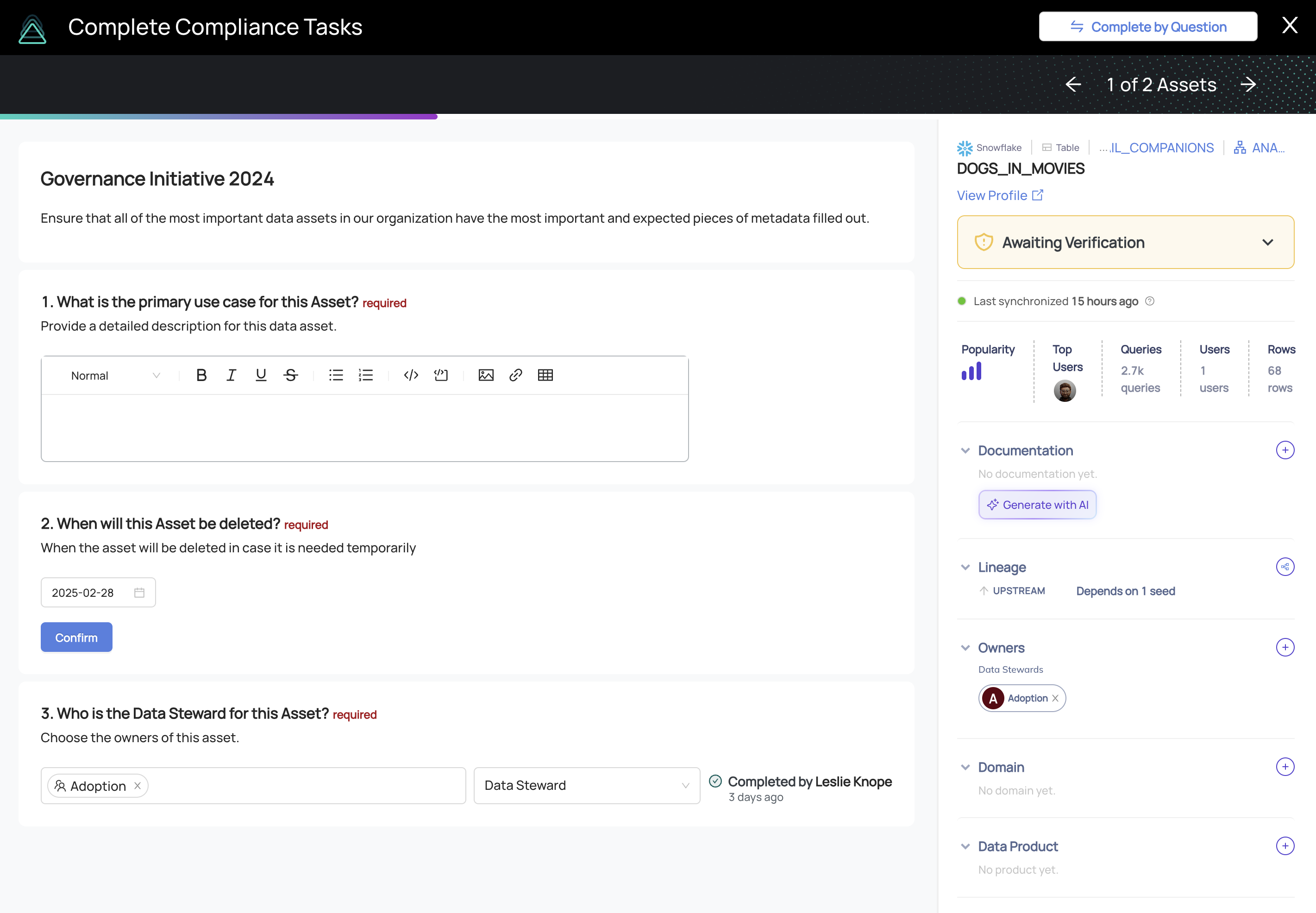 Sample Compliance Form