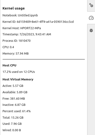 Screenshot for kernel usage