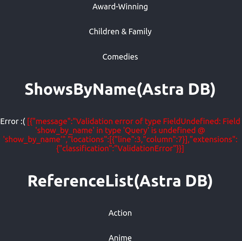 Error in Shows by name