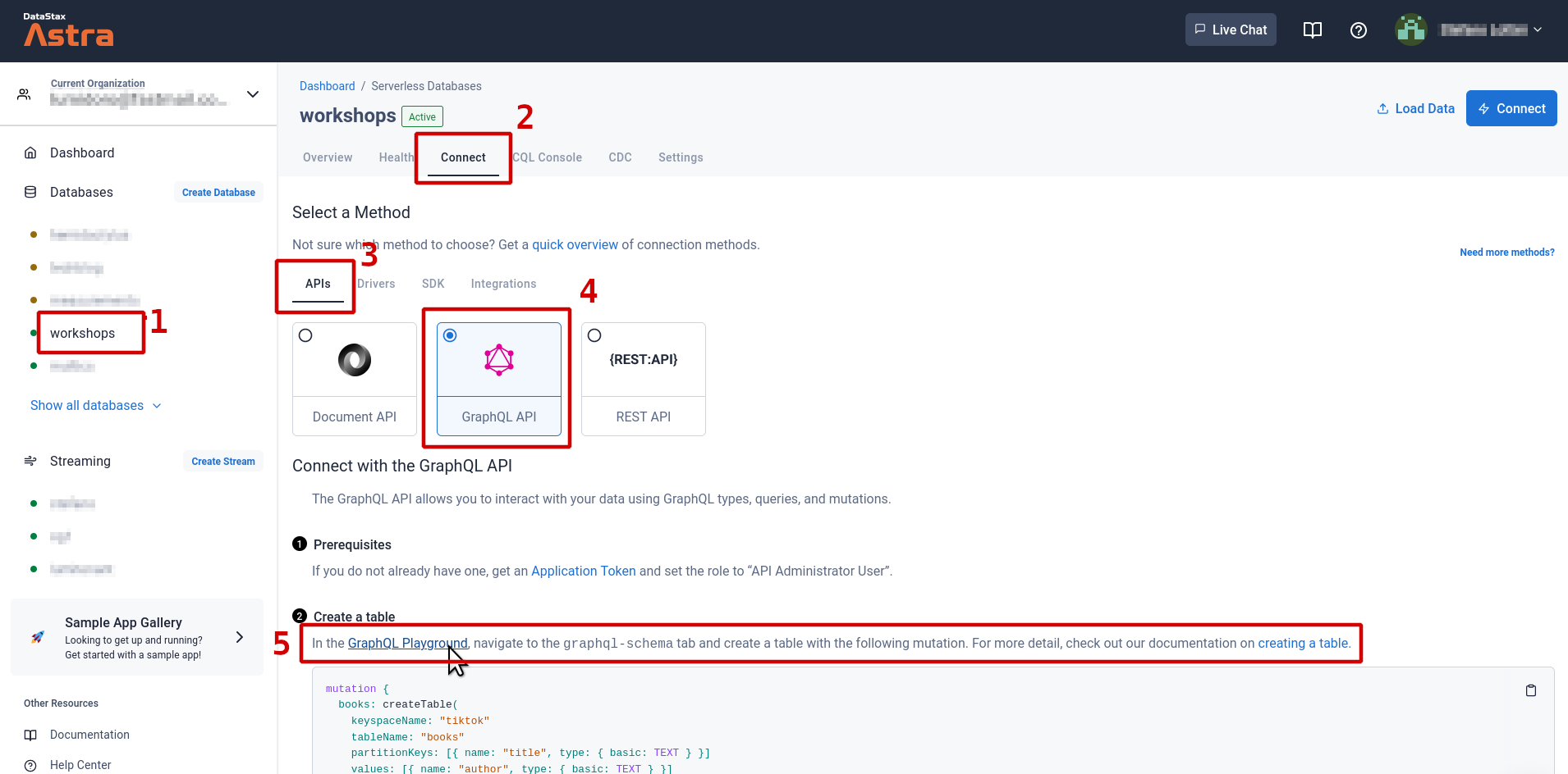 Open Astra DB GraphQL Playground image