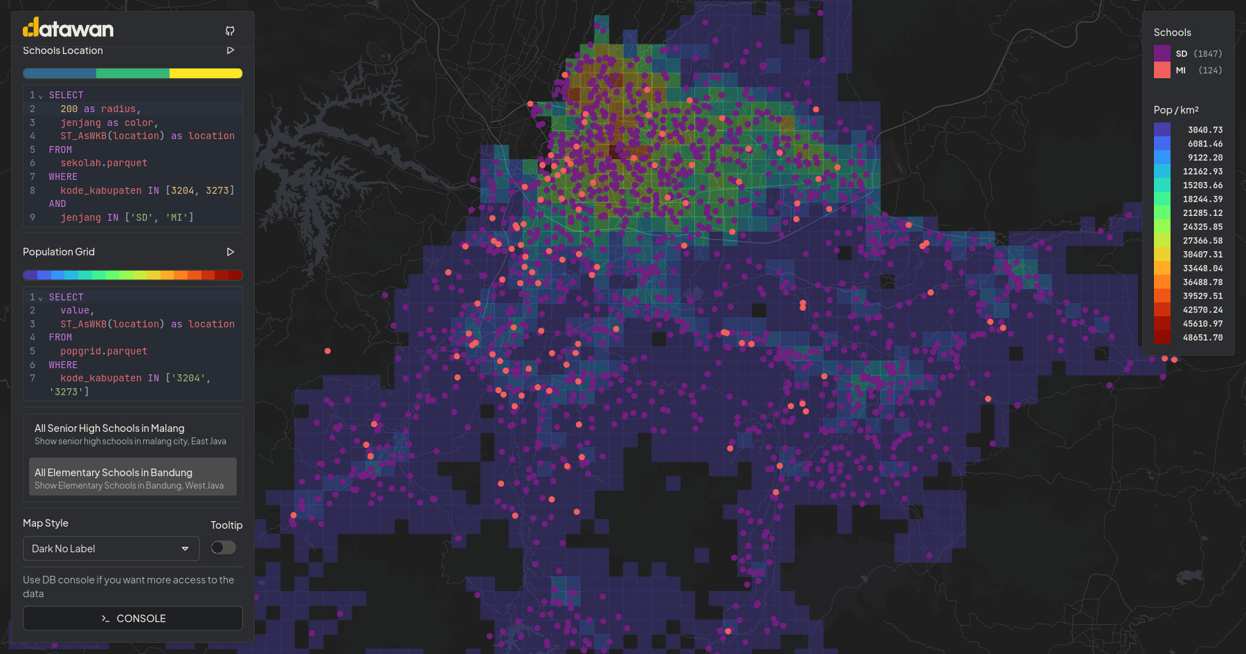 Schools and Population Grid