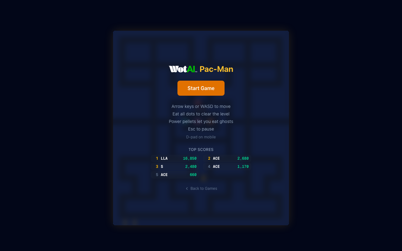 吃豆人(WotAI Games,Vibe Coding 生成)