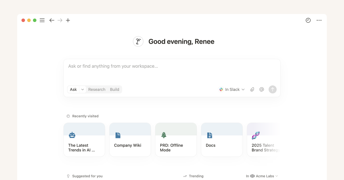 Notion Enterprise Search 企业搜索界面