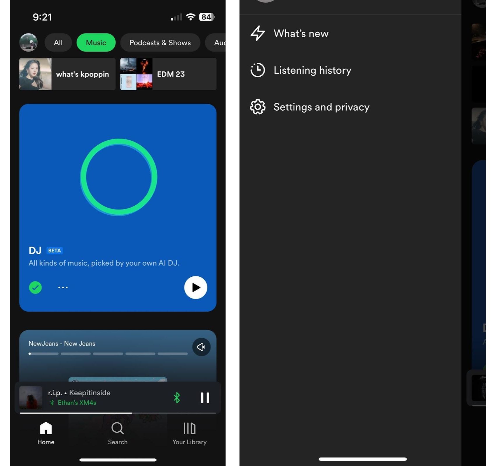 Spotify AI DJ 播放界面