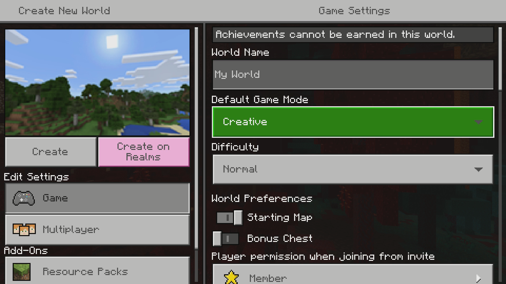 Minecraft Creative Mode 真实界面