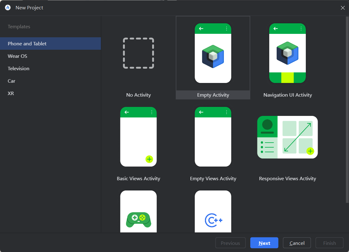在 Android Studio 创建新项目