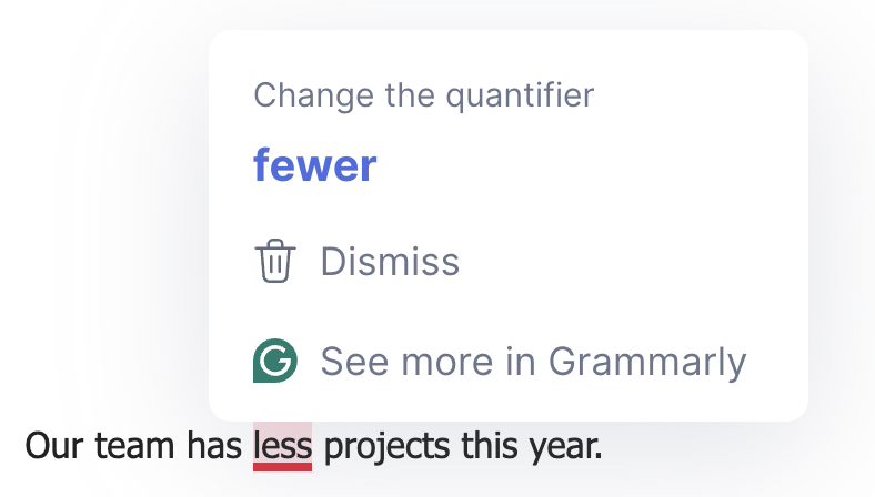 Grammarly 在网页输入框里给出局部修改建议