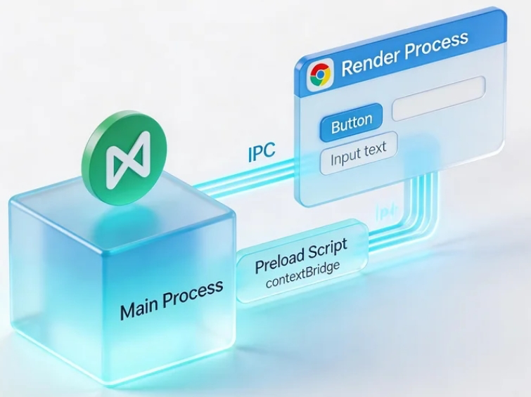 Main、Preload 和 Renderer 之间通过 IPC 通信