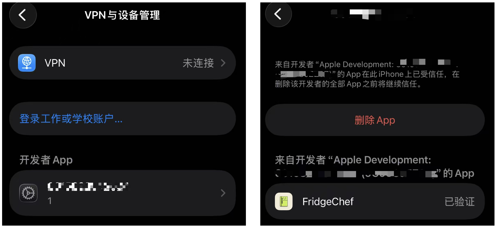 在 iPhone 设备管理中信任开发应用
