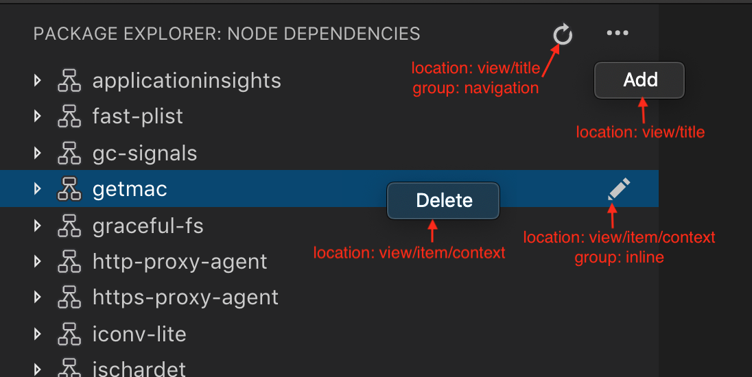 VS Code 官方 View Actions 与右键菜单位置