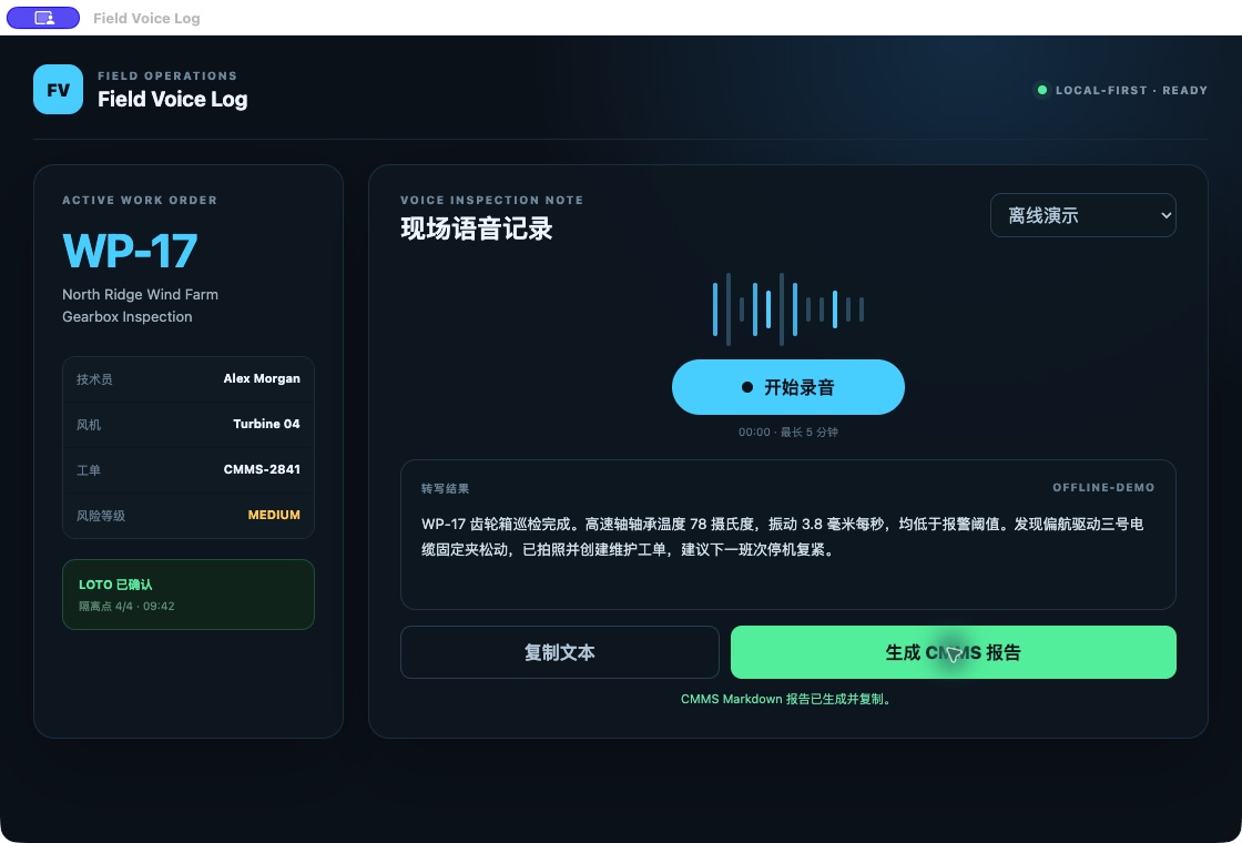 Field Voice Log 将现场语音整理成业务记录