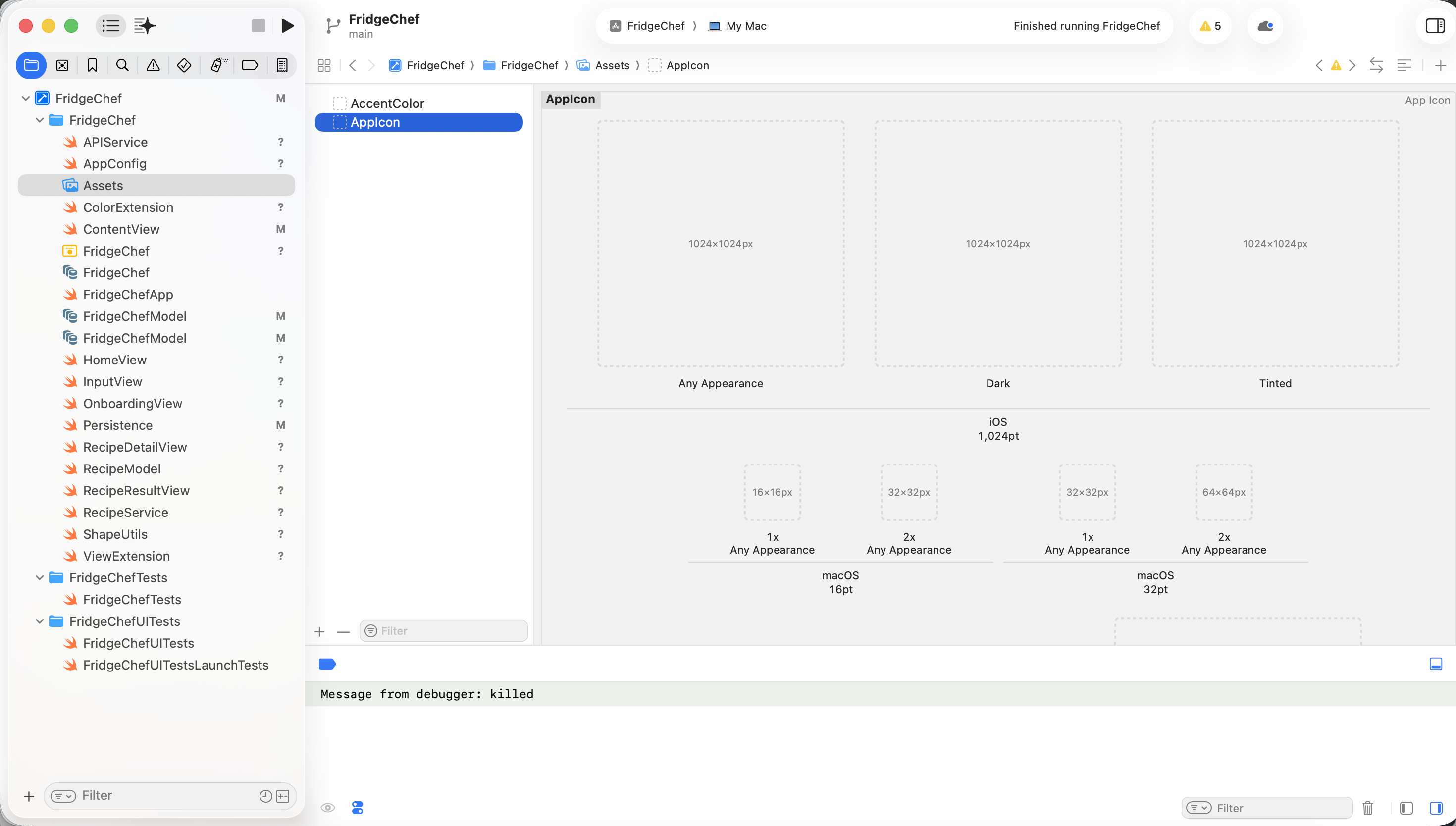 把图标放入 Xcode Assets