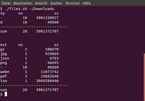 Ausgabe von files.sh