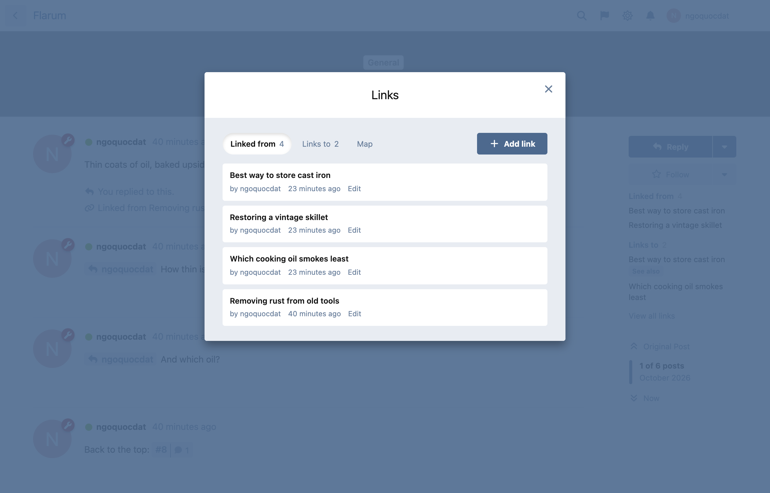 All links dialog