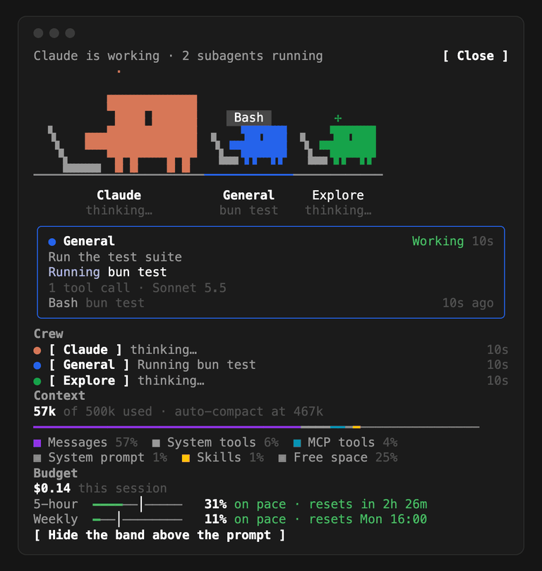 The pane in a terminal
