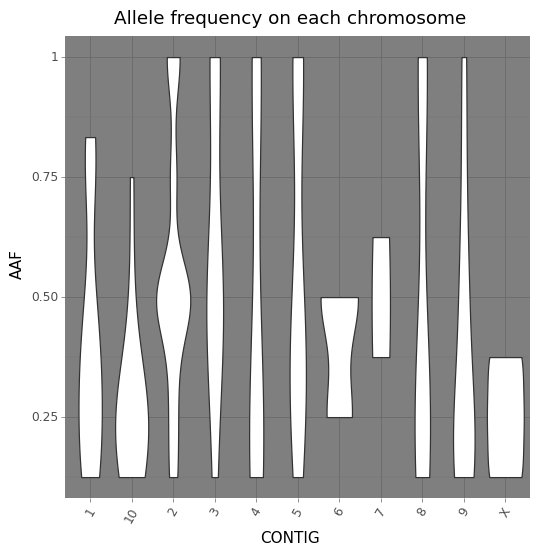 Allele frequency on each chromosome