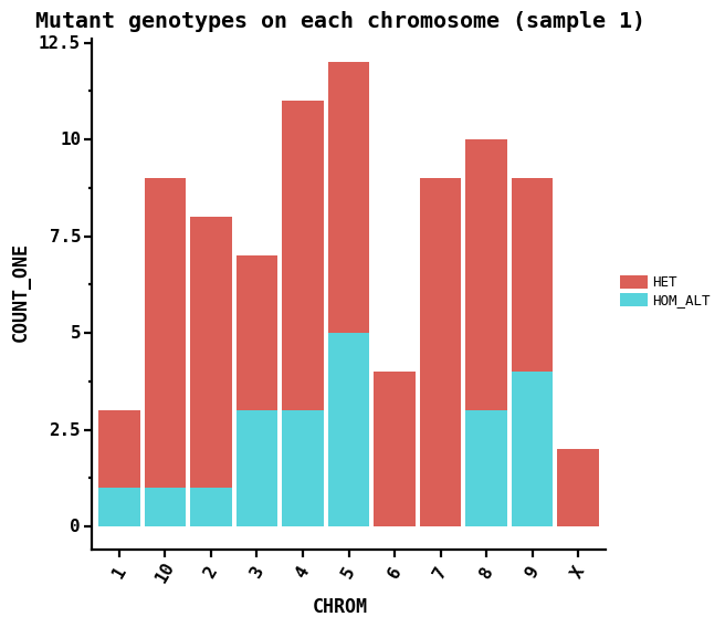 Mutant genotypes on each chromosome