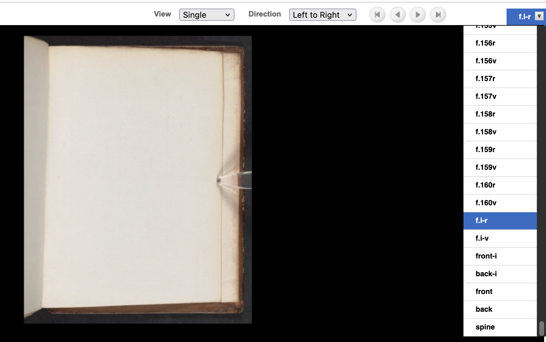 A screenshot of the digitised manuscript platform showing metadata about the page type of the manuscript 