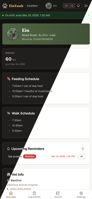 Caretaker dashboard mobile