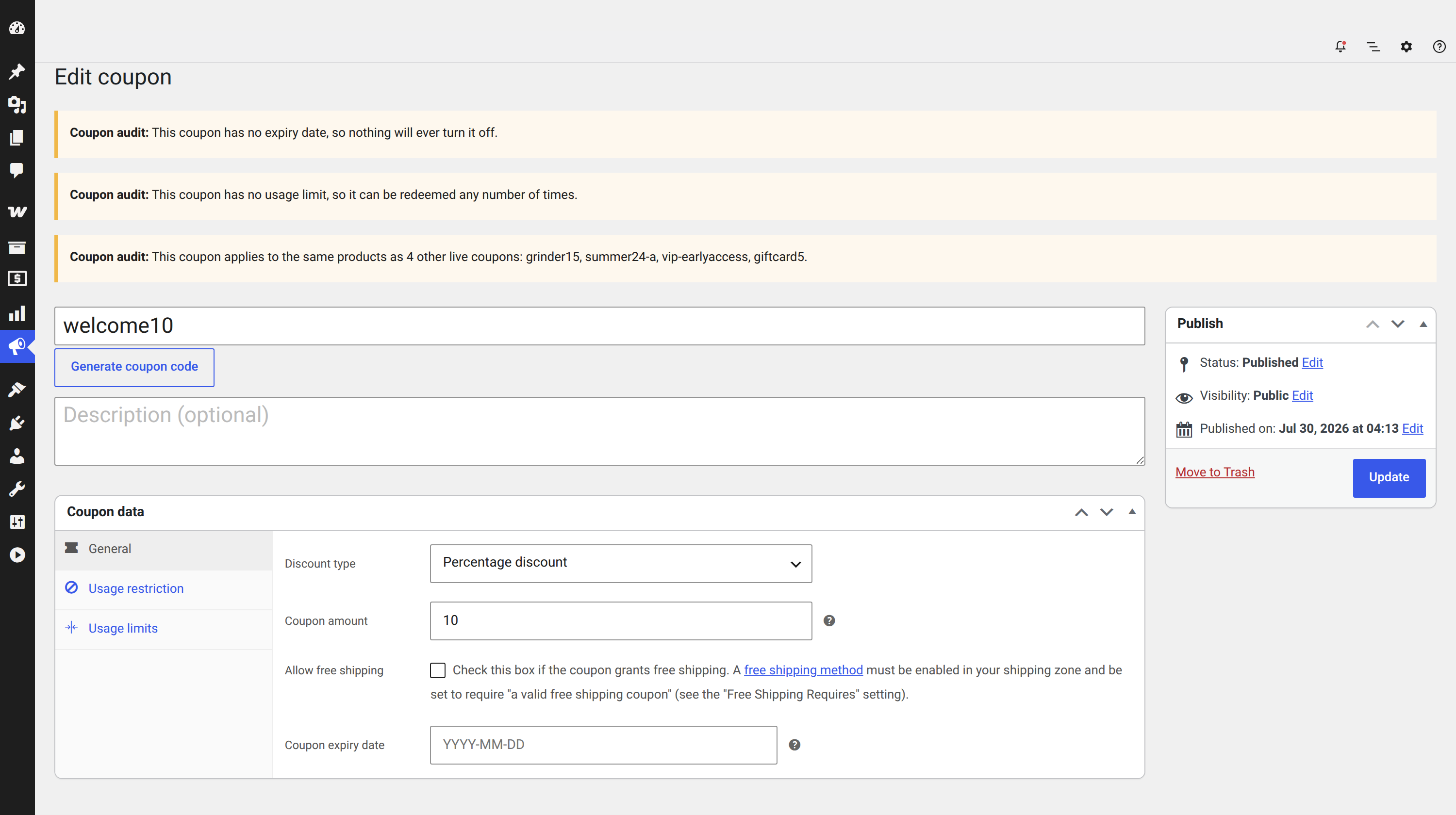 Coupon Audit and Analytics for WooCommerce — 3
