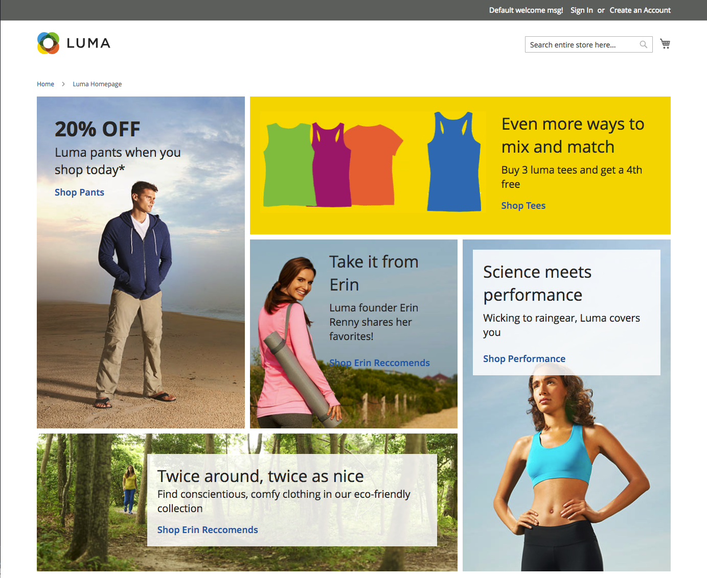 Luma Homepage Storefront