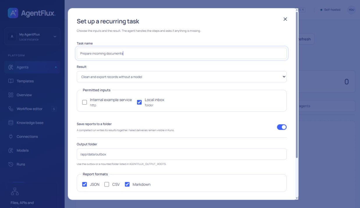 Manage agents in AgentFlux
