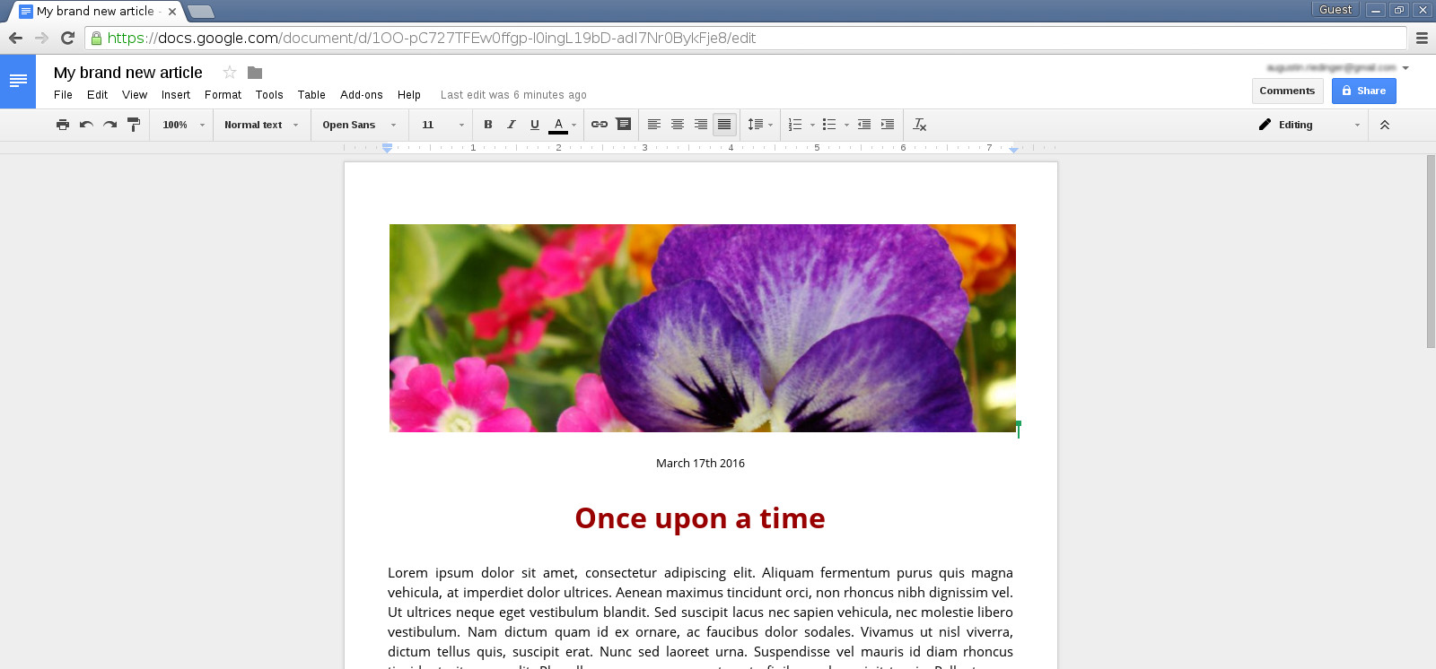 Google Doc interface