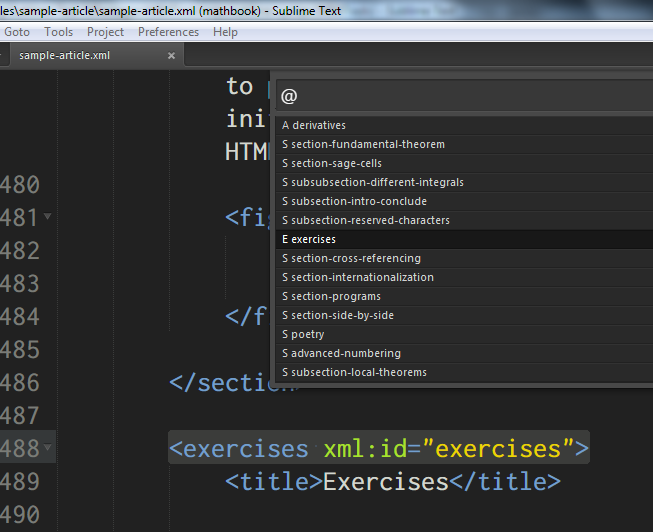 Image of quick panel showing sections