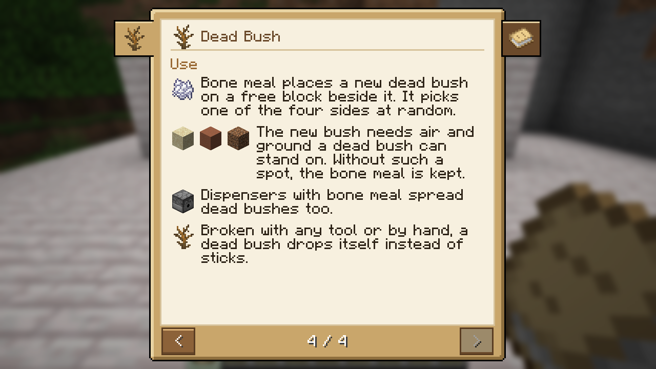 The guide book open on the Dead Bush chapter