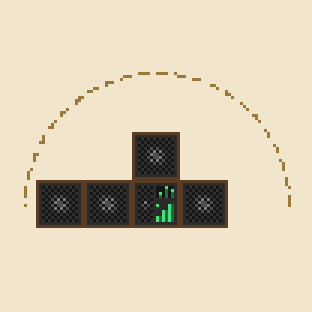 Guide book picture: a radio in a row of speakers with one more on top, and the wider circle in which it is heard