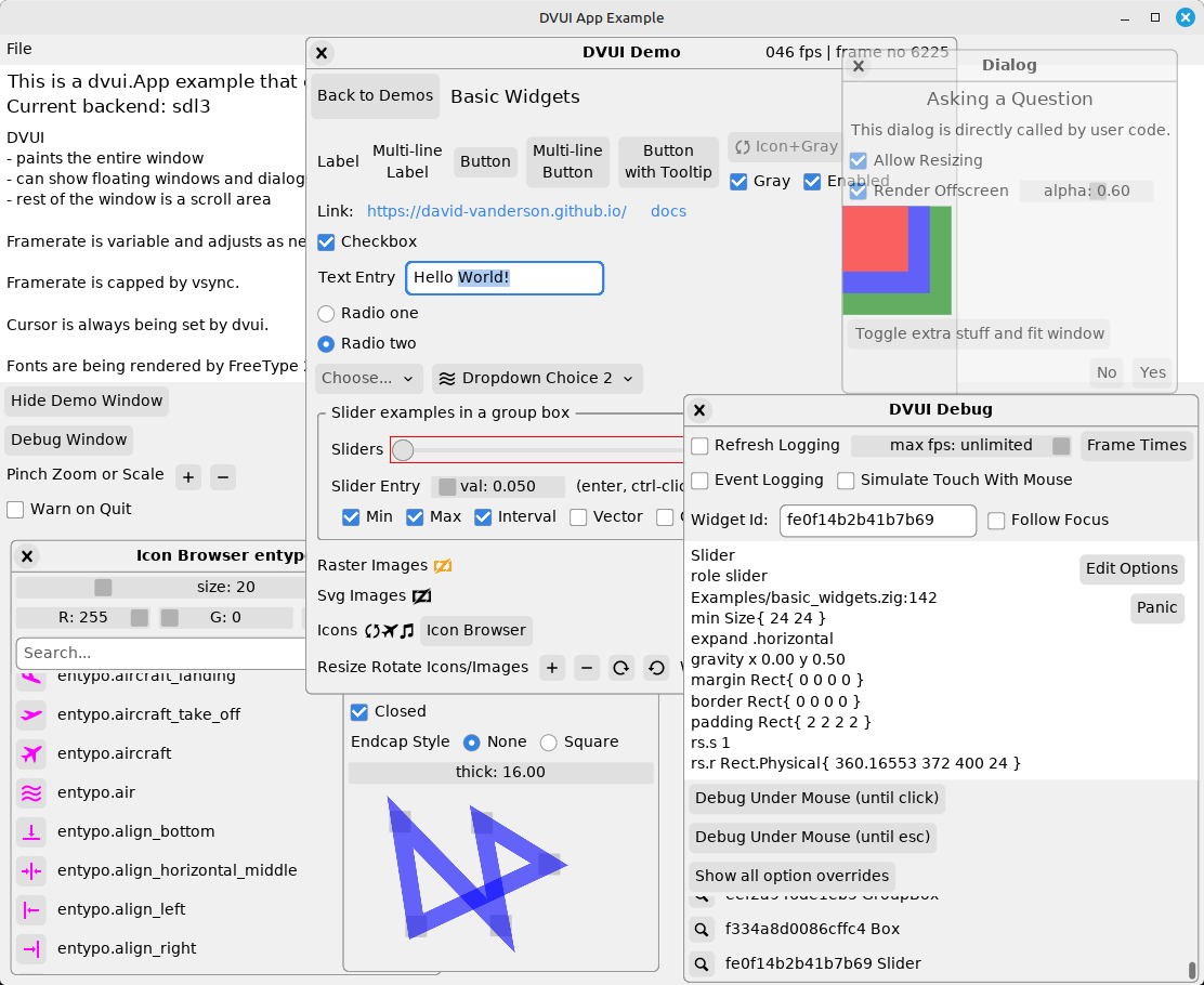 Screenshot of DVUI Standalone Example (Application Window)