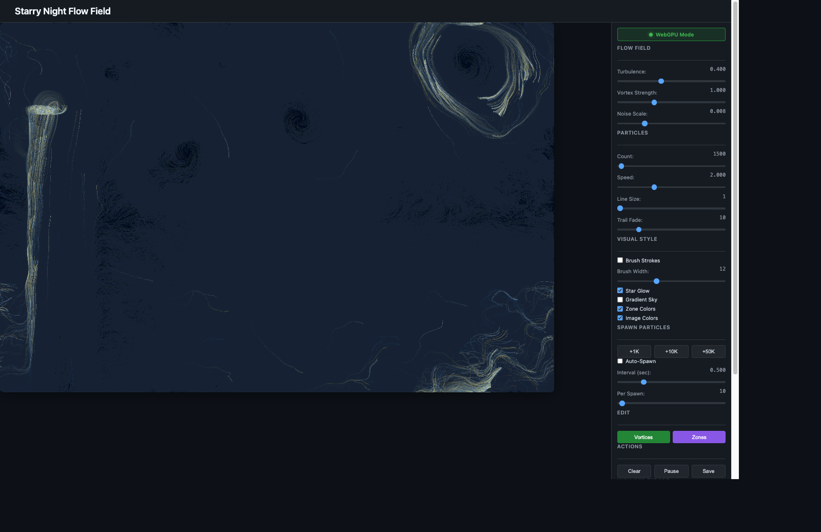 art-starry-night-flowfield screenshot