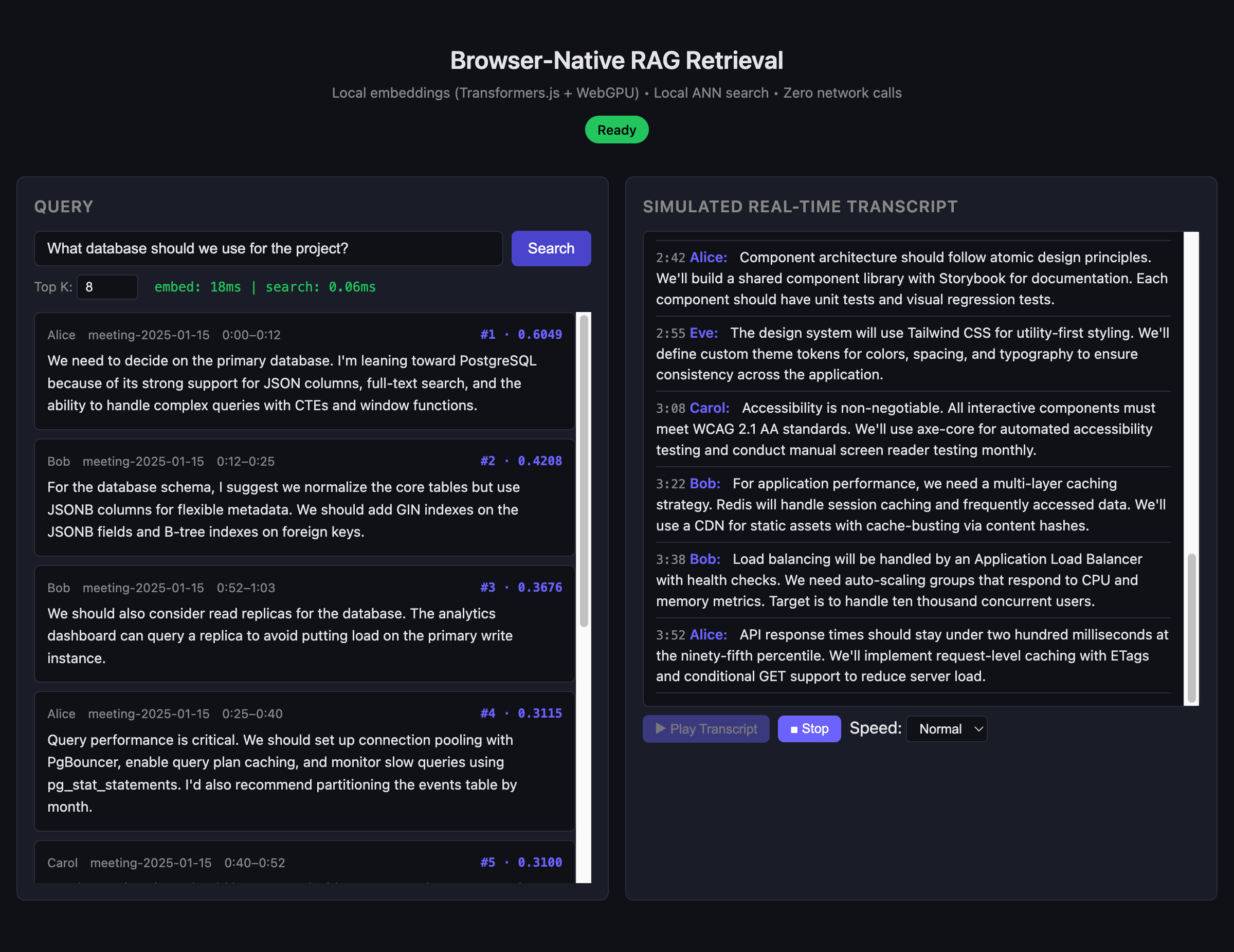 Browser-Native RAG Retrieval Layer screenshot