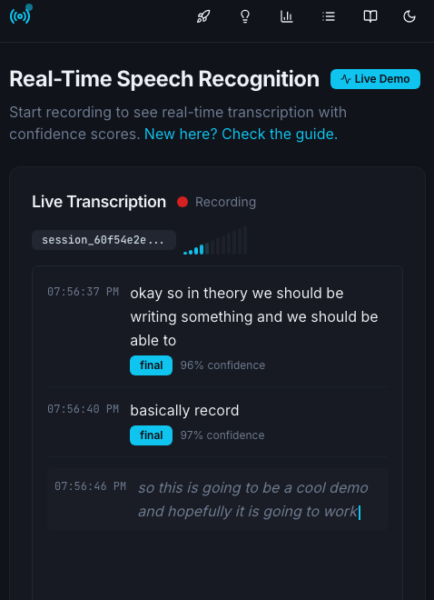 VoiceStream ASR screenshot