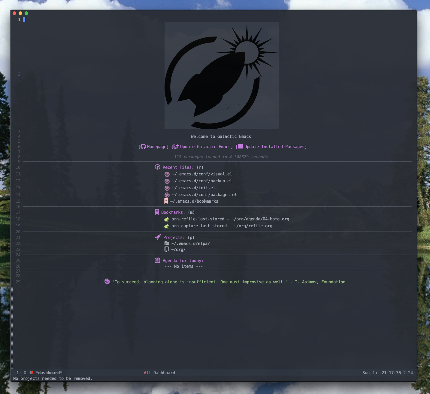 Emacs dashboard