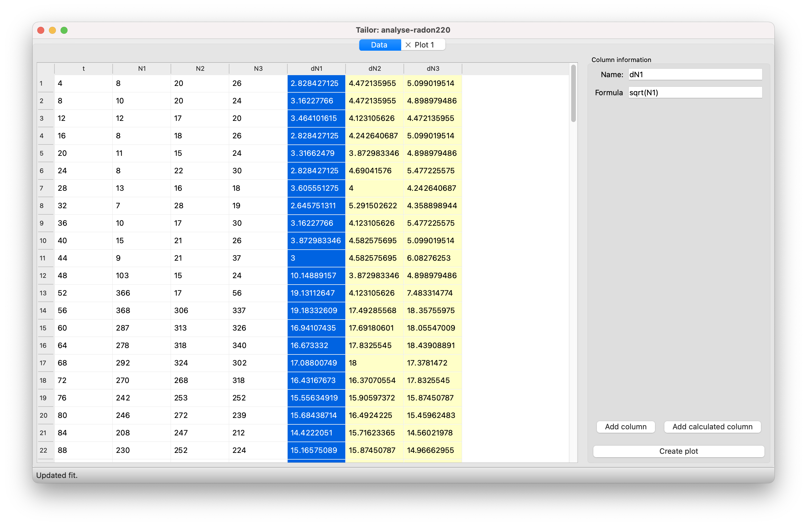 screenshot showing the table user interface